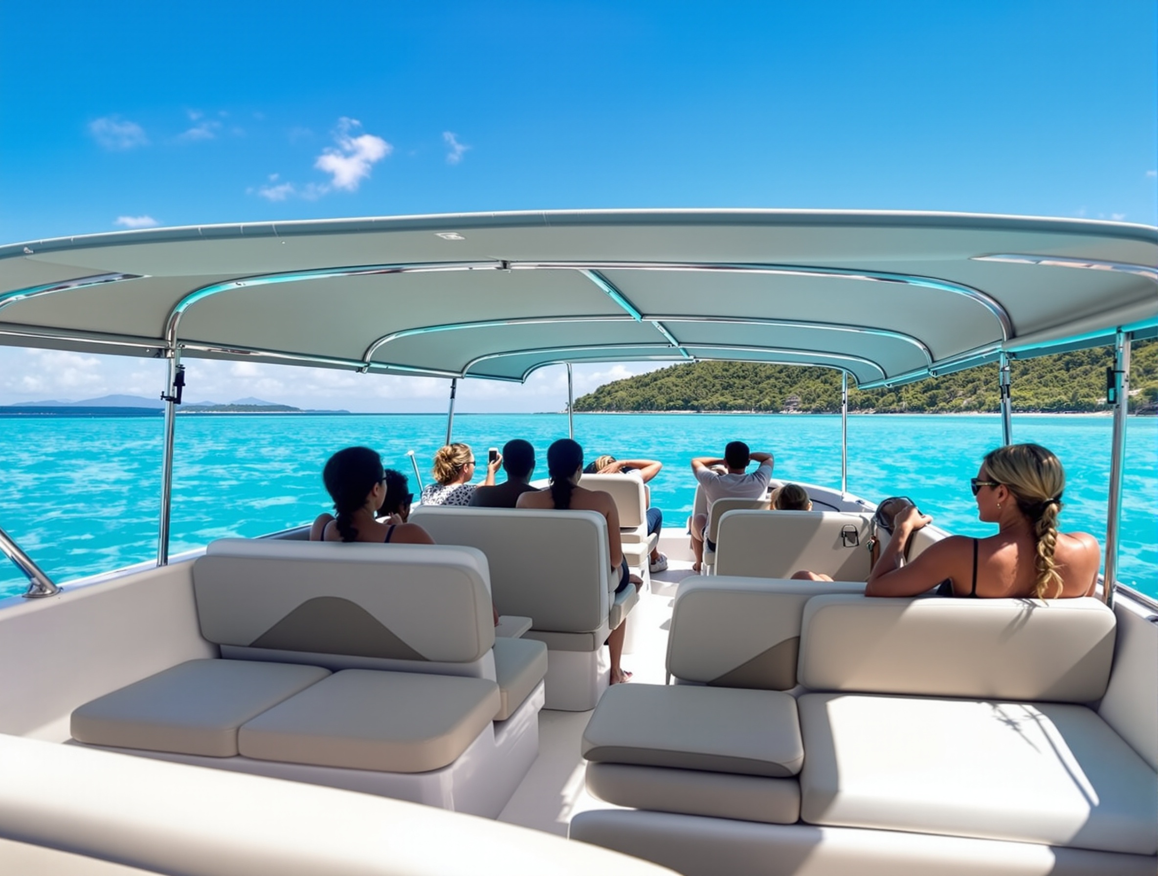 Bateau d'excursion sur les eaux turquoise de Martinique